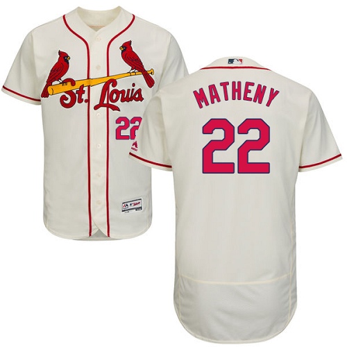 Cardinals #22 Mike Matheny Cream Flexbase Authentic Collection Stitched MLB Jersey